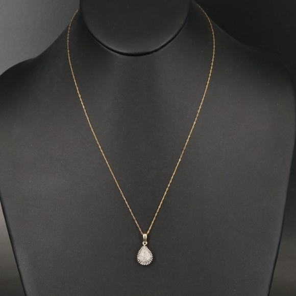 10K Diamond Pendant on 14K Fancy Link Chain - Picture 3 of 10